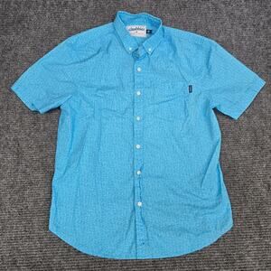 Chubbies Shirt Mens Large Blue White Anchor Print Short Sleeve Button Down